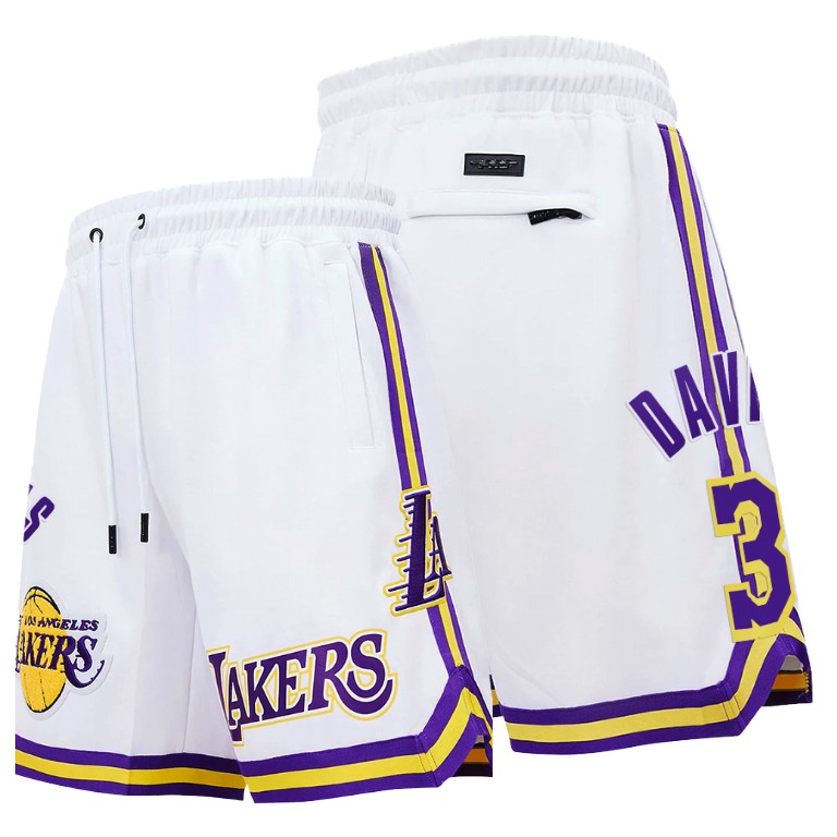 Men's Los Angeles Lakers Anthony Davis #3 NBA Pro Standard Chenille Icon Edition White Basketball Shorts JLG4083AU